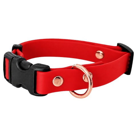 Obroża wodoodporna dla psa, czerwona, regulowana z klamrą TPU – Classic Red (16mm, 20mm, 25mm)