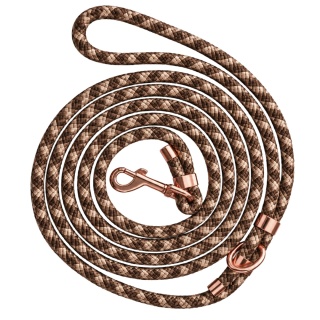 Smycz linowa miejska dla psa (mini / standard / strong) – brązowo-beżowa, Praline