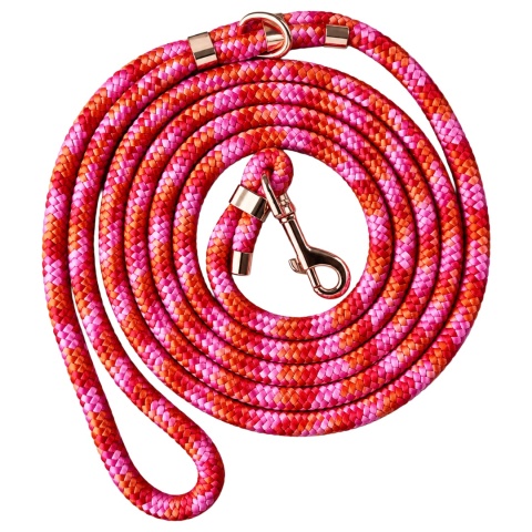 Smycz linowa miejska dla psa (standard / strong) – wielokorowa, Peachy Pink