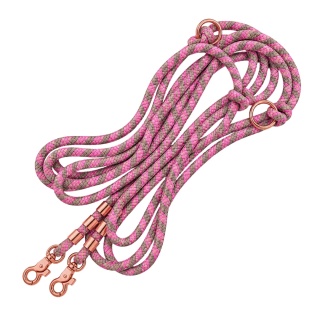 Smycz linowa przepinana dla psa "hands free" – różowo-beżowa, Praline Pink